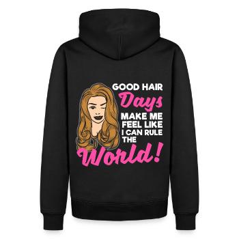 Werten Sie Ihren Stil mit einzigartigen Hair - Männer Premium Bio Hoodie - Schwarz - Hinten - Nico (187cm)