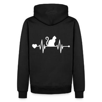 Chat - Battement de cœur - Amour animal - Sweat à capuche Premium bio Homme - noir - Dos - Nico (187cm)