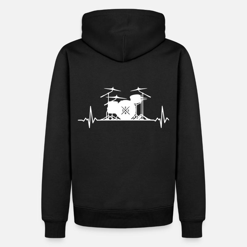Batteur - Drums Heartbeat - Sweat à capuche Premium bio Homme - noir