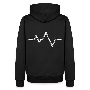Heartbeat - Chaîne - VTT - Mountainbiker - Sweat à capuche Premium bio Homme - noir - Dos - Nico (187cm)
