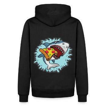 Shark Love Pizza Enthusiast Design artistique - Sweat à capuche Premium bio Homme - noir - Dos - Nico (187cm)