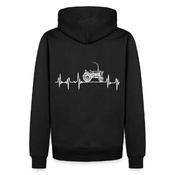 Traktor- Heartbeat - Bauer - Landwirt - - Männer Premium Bio Hoodie - Schwarz - Hinten - Nico (187cm)