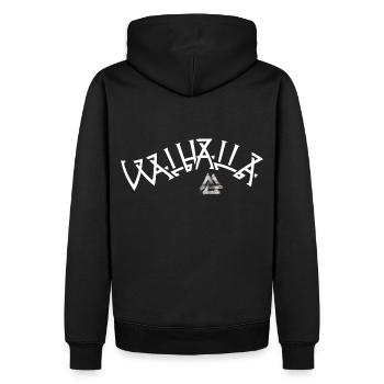 Walhalla - Walknut Runen - Männer Premium Bio Hoodie - Schwarz - Hinten - Nico (187cm)