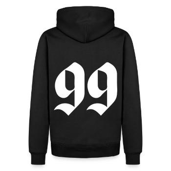 Année 1999 - Sweat à capuche Premium bio Homme - noir - Dos - Nico (187cm)