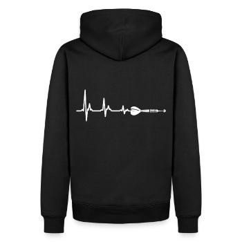 Dart Spieler - Darting Heartbeat Pfeil - Männer Premium Bio Hoodie - Schwarz - Hinten - Nico (187cm)