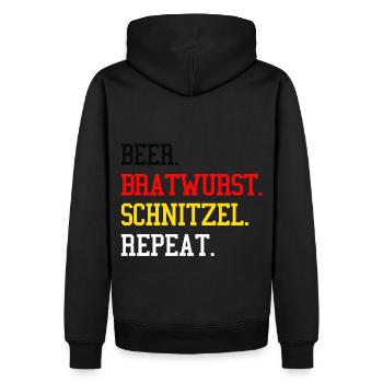Bière-Bratwurst-Schnitzel Répéter les grillades allemandes - Sweat à capuche Premium bio Homme - noir - Dos - Nico (187cm)