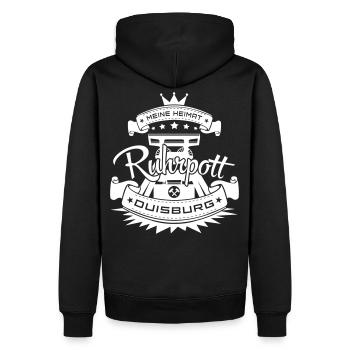 Ruhrpott - Duisburg - Männer Premium Bio Hoodie - Schwarz - Hinten - Nico (187cm)