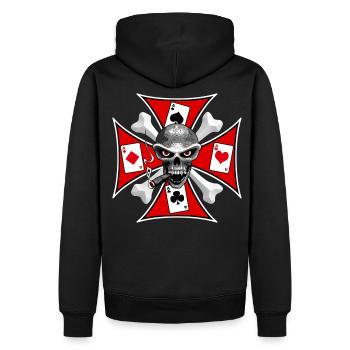 poker_design_07 - Männer Premium Bio Hoodie - Schwarz - Hinten - Nico (187cm)