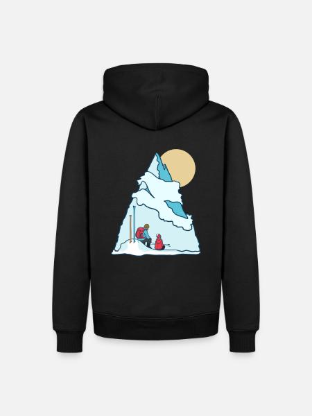 Abenteuer Winterurlaub Vater Sohn T-Shirt - Männer Premium Bio Hoodie - Schwarz