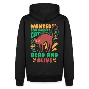 Schrödingers Katze T-Shirt - Katzen TShirt Physik - Männer Premium Bio Hoodie - Schwarz - Hinten - Nico (187cm)