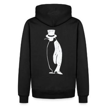 Pinguin T-Shirt - Pinguin mit Zylinder Geschenk - Männer Premium Bio Hoodie - Schwarz - Hinten - Nico (187cm)