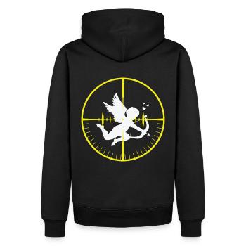 Anti Valentin T-shirt - Cadeau anti-Saint Valentin - Sweat à capuche Premium bio Homme - noir - Dos - Nico (187cm)