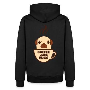 Kaffee Mops T-Shirt - Kaffee und Möpse Geschenk - Männer Premium Bio Hoodie - Schwarz - Hinten - Nico (187cm)