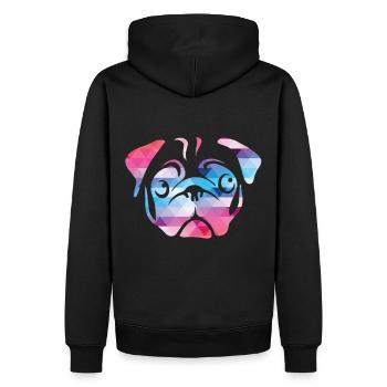T-shirt à motif de carlin, tête de cyclomoteur de couleur géométrique - Sweat à capuche Premium bio Homme - noir - Dos - Nico (187cm)