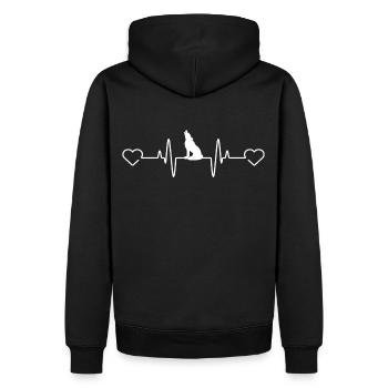 Battements de coeur Wolf Heartbeat Drôle Fun Idée cadeau - Sweat à capuche Premium bio Homme - noir - Dos - Nico (187cm)