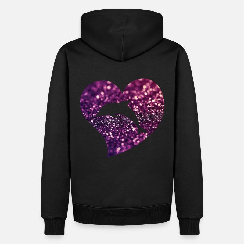 Delfin Herz - Männer Premium Bio Hoodie - Schwarz