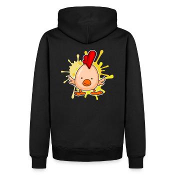 Küken Hahn Henne - Süßes Niedliches Geschenk - Männer Premium Bio Hoodie - Schwarz - Hinten - Nico (187cm)