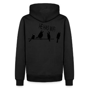 Des oiseaux drôles - Sweat à capuche Premium bio Homme - noir - Dos - Nico (187cm)