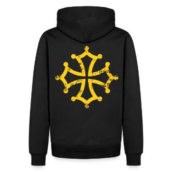 croix occitane 02 - Sweat à capuche Premium bio Homme - noir - Dos - Nico (187cm)
