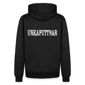 Unkaputtbar Unzerstörbar Lustig Spruch Geschenk - Männer Premium Bio Hoodie - Schwarz - Hinten - Nico (187cm)