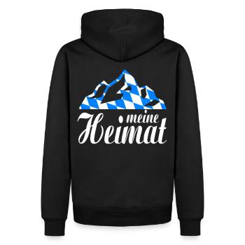 Bayern - meine Heimat Berge und Bayern Flagge - Männer Premium Bio Hoodie - Schwarz - Hinten - Nico (187cm)