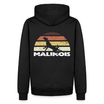 Malinois Retro Vintage Silhouette - Sweat à capuche Premium bio Homme - noir - Dos - Nico (187cm)