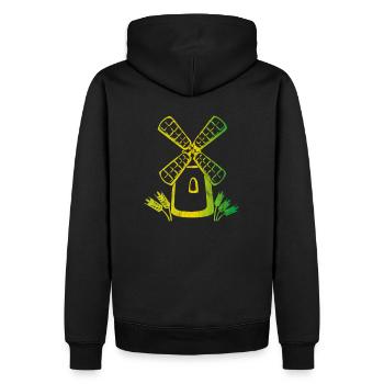 Windmühle Mühle - Männer Premium Bio Hoodie - Schwarz - Hinten - Nico (187cm)