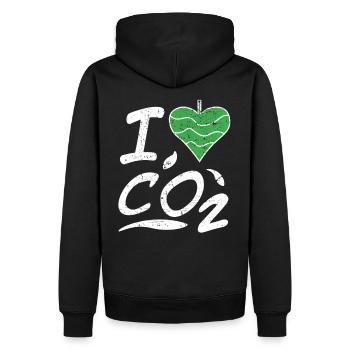 Changement climatique I Love CO2 Idée cadeau vintage - Sweat à capuche Premium bio Homme - noir - Dos - Nico (187cm)