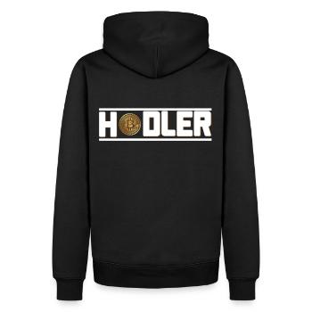 Bitcoin Hodler - Männer Premium Bio Hoodie - Schwarz - Hinten - Nico (187cm)