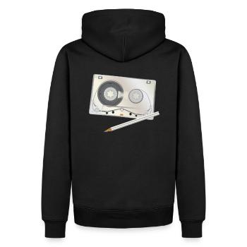 Kasette mit Bleistift Tape Mixtape - Männer Premium Bio Hoodie - Schwarz - Hinten - Nico (187cm)