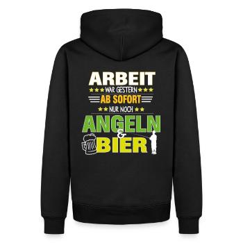 Retraité pêcheur pêcheur à la pêche et bière - Sweat à capuche Premium bio Homme - noir - Dos - Nico (187cm)