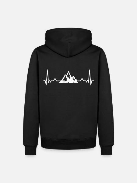 EKG Berge - Männer Premium Bio Hoodie - Schwarz
