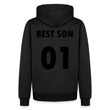 Best Sound - Men’s Premium Organic Hoodie - black - Back - Nico (187cm)