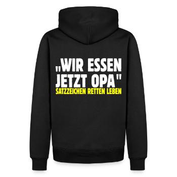 Wir essen jetzt opa - Männer Premium Bio Hoodie - Schwarz - Hinten - Nico (187cm)