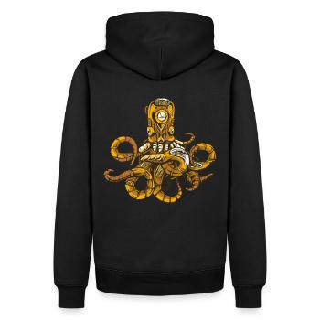 Octopus Steampunk - Männer Premium Bio Hoodie - Schwarz - Hinten - Nico (187cm)