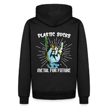 Concert de Heavy Metal pour l'avenir du plastique - Sweat à capuche Premium bio Homme - noir - Dos - Nico (187cm)
