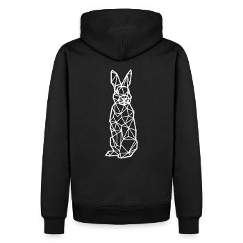 Hase Polygon - Männer Premium Bio Hoodie - Schwarz - Hinten - Nico (187cm)