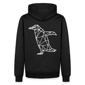 Pinguin Polygon - Männer Premium Bio Hoodie - Schwarz - Hinten - Nico (187cm)