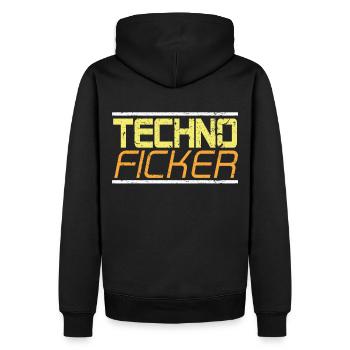Techno Raver Rave Festival - Männer Premium Bio Hoodie - Schwarz - Hinten - Nico (187cm)