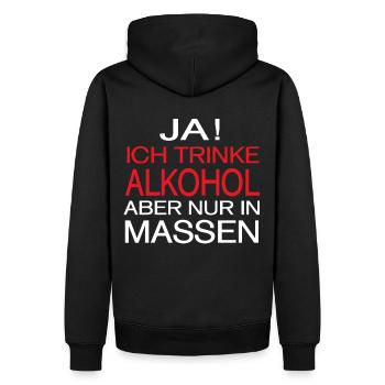 Alkohol Spruch - Männer Premium Bio Hoodie - Schwarz - Hinten - Nico (187cm)