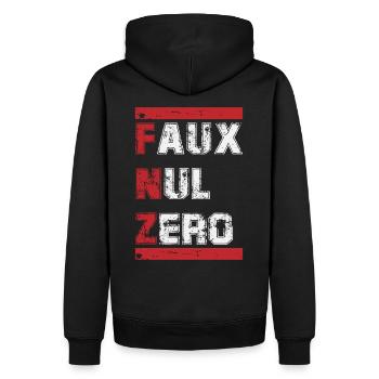false zero t-shirt humor original gift - Men’s Premium Organic Hoodie - black - Back - Nico (187cm)