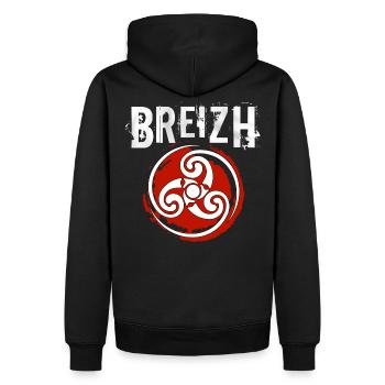 Breizh Triskel - Men’s Premium Organic Hoodie - black - Back - Nico (187cm)
