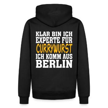 Currywurst - Männer Premium Bio Hoodie - Schwarz - Hinten - Nico (187cm)