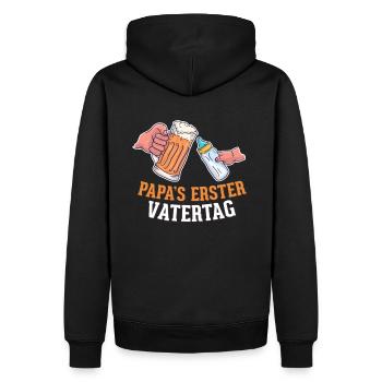 Erster Vatertag - Männer Premium Bio Hoodie - Schwarz - Hinten - Nico (187cm)