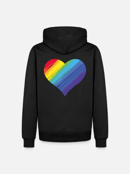Rainbow heart - Men’s Premium Organic Hoodie - black