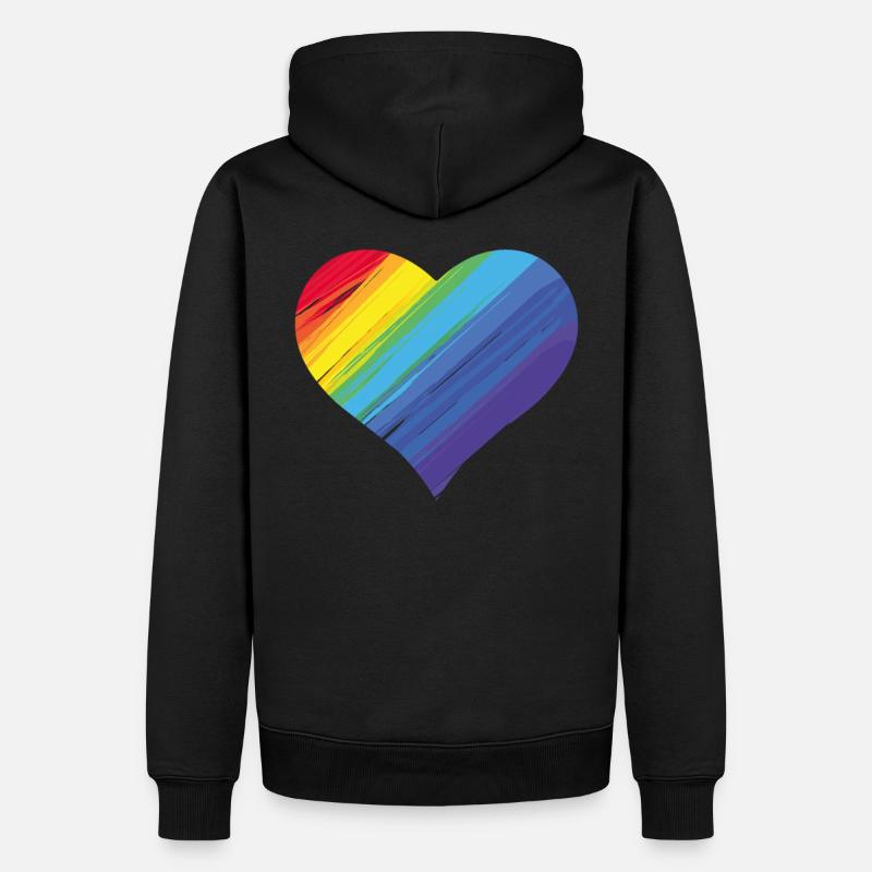 Regenbogenherz - Männer Premium Bio Hoodie - Schwarz