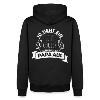 So sieht ein echt cooler Bonus Papa aus! - Männer Premium Bio Hoodie - Schwarz - Hinten - Nico (187cm)