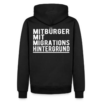Mitbürger mit Migrationshintergrund - Männer Premium Bio Hoodie - Schwarz - Hinten - Nico (187cm)