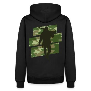 Camouflage de chasseur - Sweat à capuche Premium bio Homme - noir - Dos - Nico (187cm)