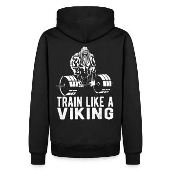 Bodybuilder viking - Sweat à capuche Premium bio Homme - noir - Dos - Nico (187cm)